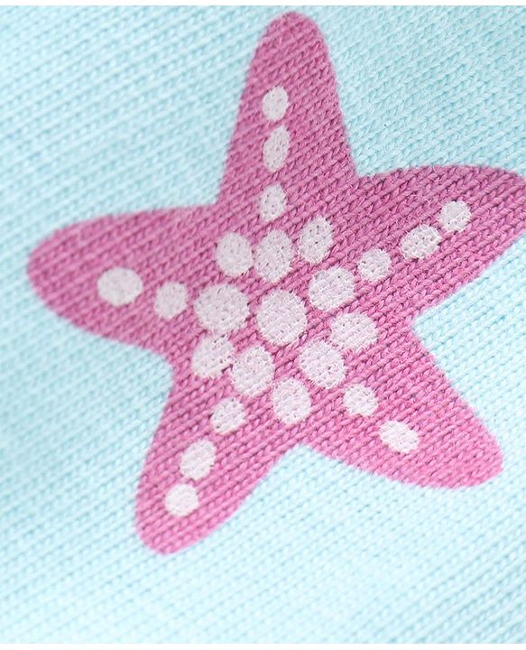 Babyhug Cotton Half Sleeves Night Suit With Starfish Print-Blue
