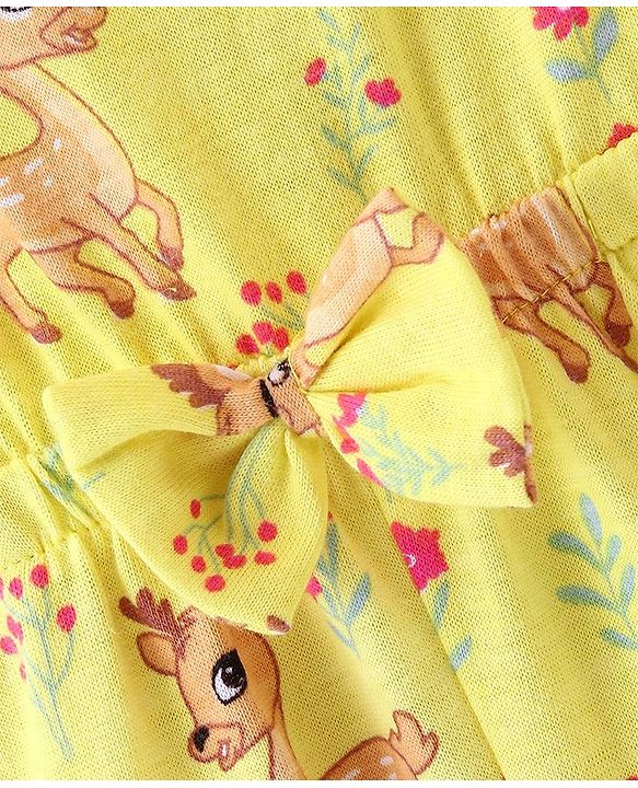 Babyhug Cotton Jersey Knit Sleeveless Singlet Jumpsuit Floral Print - Yellow