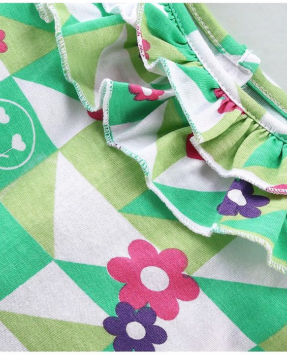 Babyhug 100% Cotton Jersey Shoulder Strap Jumpsuit Checkered - Green & White