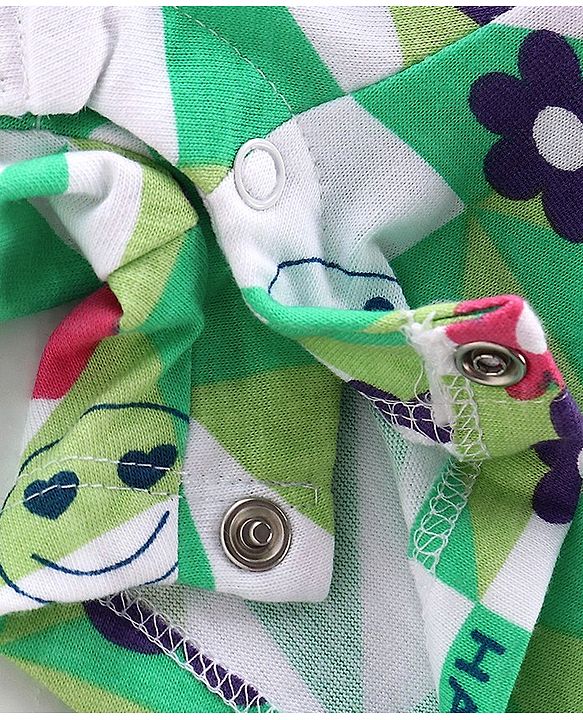 Babyhug 100% Cotton Jersey Shoulder Strap Jumpsuit Checkered - Green & White