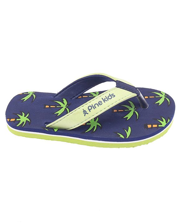 Pine Kids Slip On Flip Flops Palm Tree Print - Dark Blue