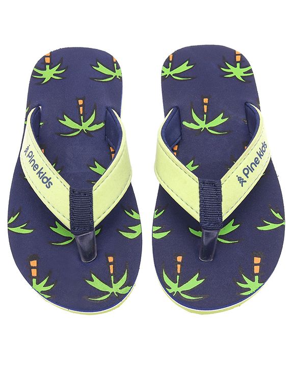Pine Kids Slip On Flip Flops Palm Tree Print - Dark Blue