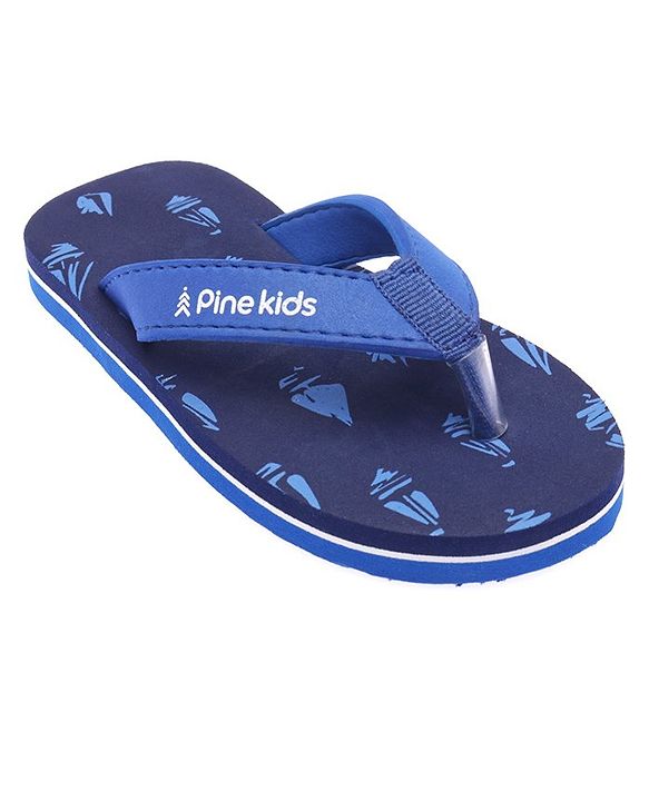 Pine Kids Slip On Flip Flops Boat Print - Sky Blue