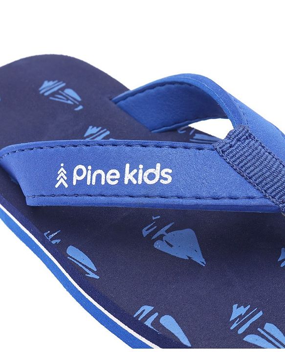 Pine Kids Slip On Flip Flops Boat Print - Sky Blue