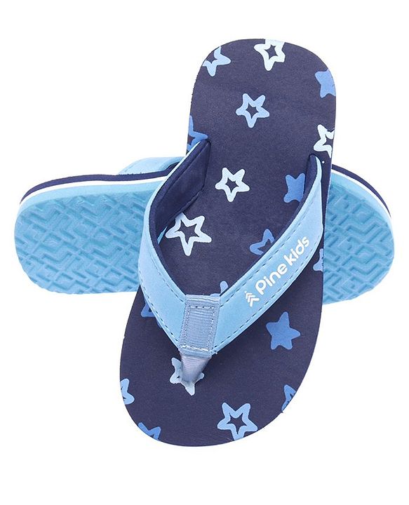 Pine Kids Slip Ons Flip Flops with Star Design- Navy Blue
