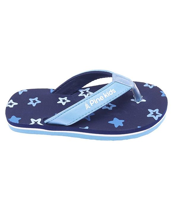 Pine Kids Slip Ons Flip Flops with Star Design- Navy Blue