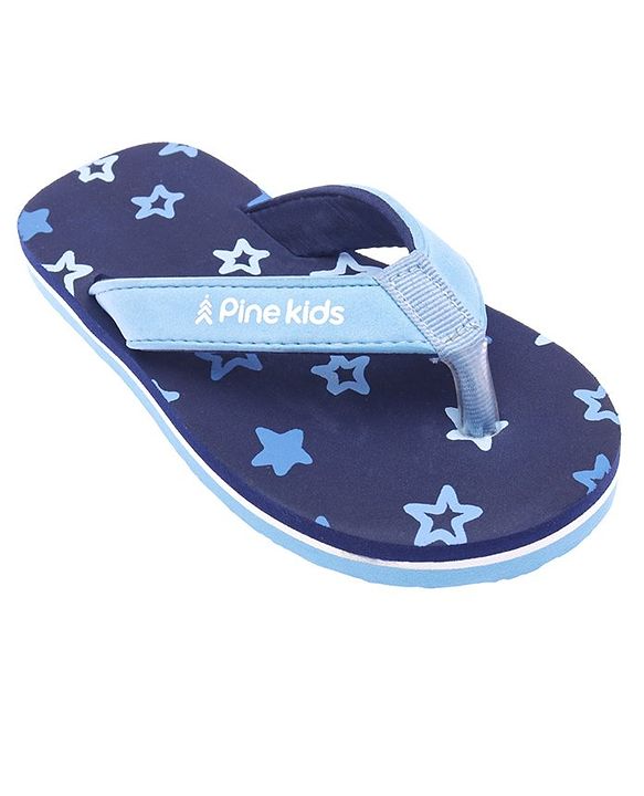 Pine Kids Slip Ons Flip Flops with Star Design- Navy Blue