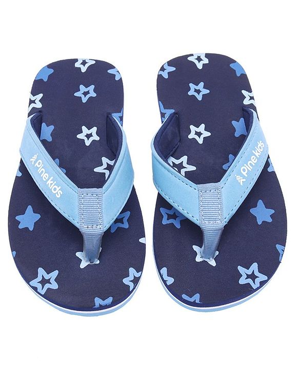 Pine Kids Slip Ons Flip Flops with Star Design- Navy Blue