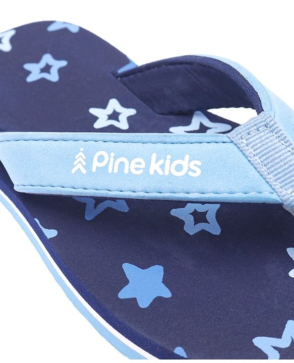 Pine Kids Slip Ons Flip Flops with Star Design- Navy Blue