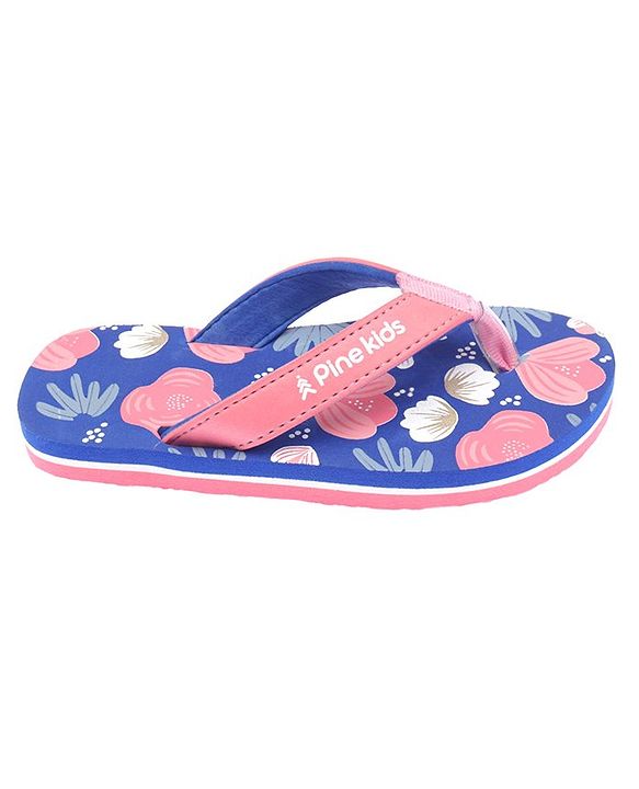 Pine Kids Slip On Flip Flops Floral Print - Blue