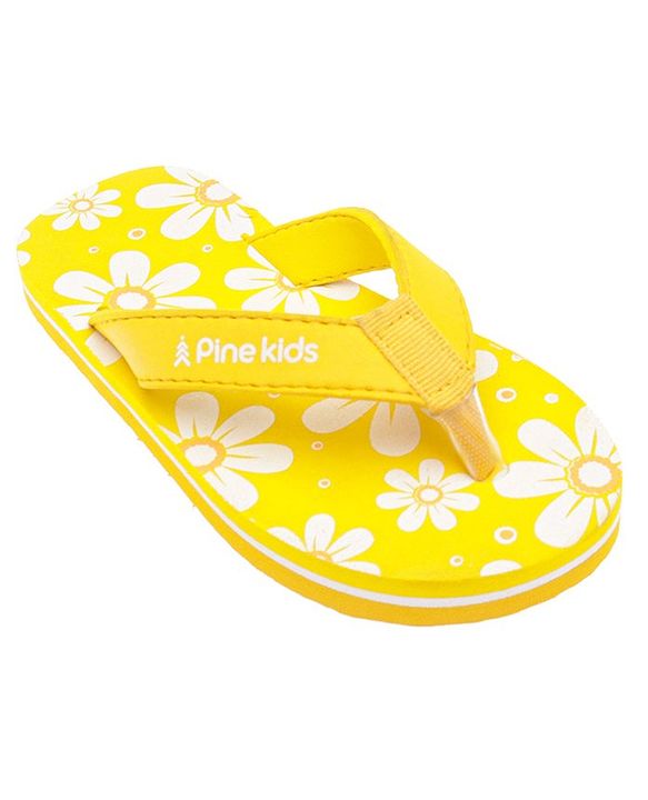 Pine Kids Slip On Flip Flops Floral Print - Yellow