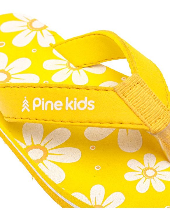 Pine Kids Slip On Flip Flops Floral Print - Yellow