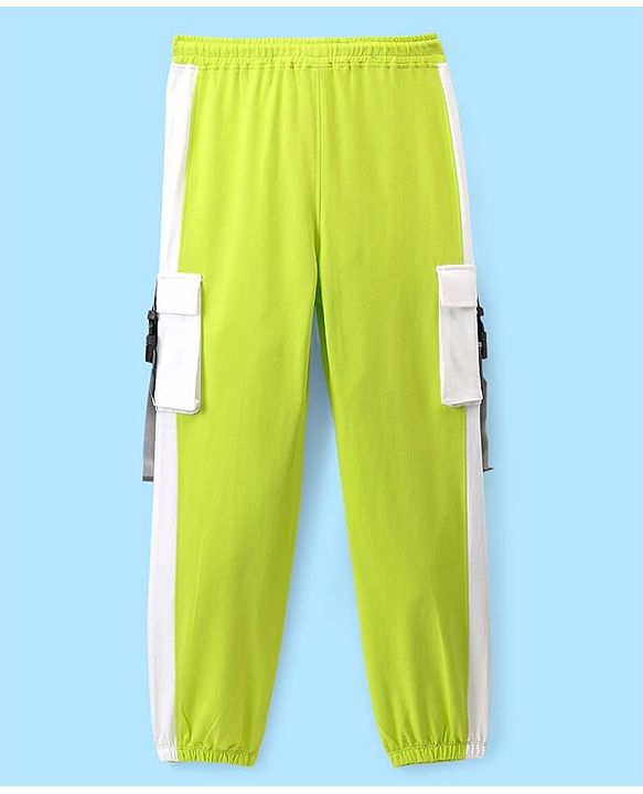 Pine Kids Terry Cotton Full Length Lounge Pant with Cargo Pockets - Green