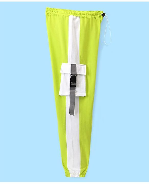 Pine Kids Terry Cotton Full Length Lounge Pant with Cargo Pockets - Green