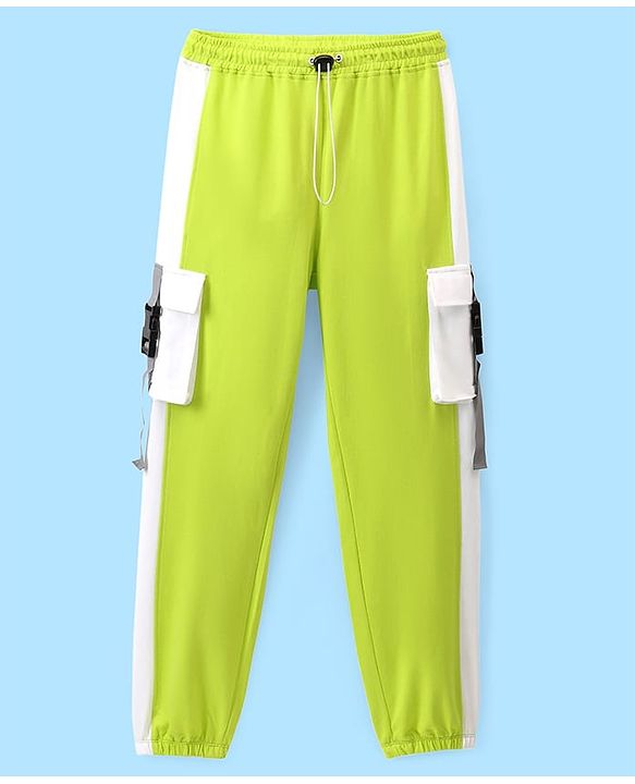 Pine Kids Terry Cotton Full Length Lounge Pant with Cargo Pockets - Green