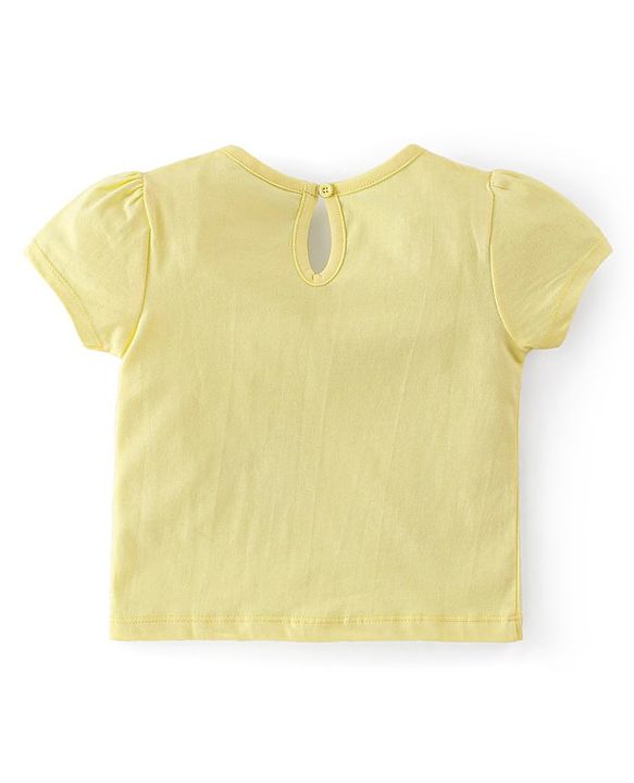 Babyhug Cotton Single Jersey Knit Half Sleeves Night Suit Cookies Print - Yellow & Pink