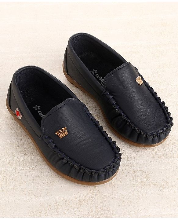Cute Walk by Babyhug Slip On  Loafer Shoes Crown Applique - Blue