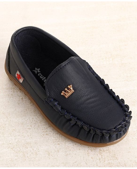 Cute Walk by Babyhug Slip On  Loafer Shoes Crown Applique - Blue