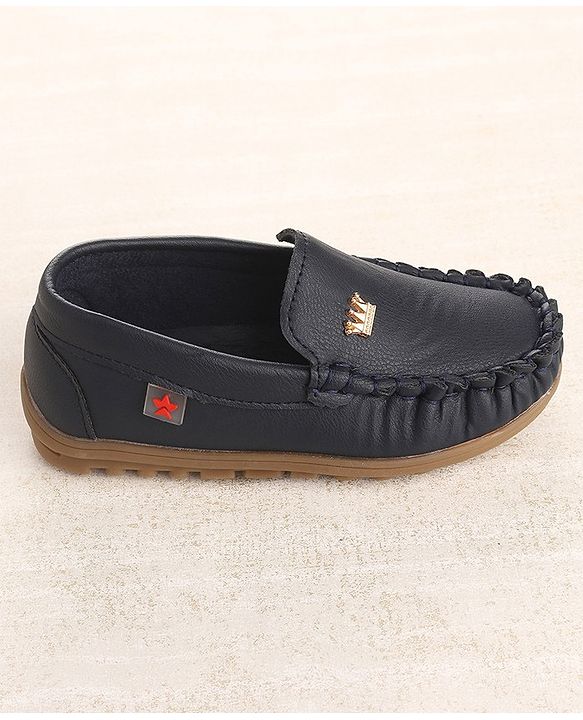 Cute Walk by Babyhug Slip On  Loafer Shoes Crown Applique - Blue