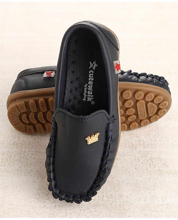 Cute Walk by Babyhug Slip On  Loafer Shoes Crown Applique - Blue