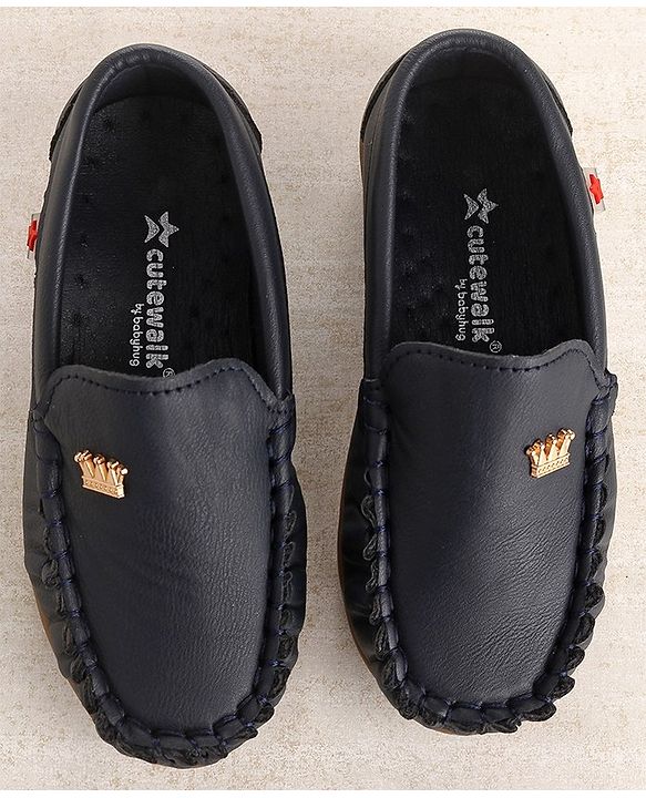 Cute Walk by Babyhug Slip On  Loafer Shoes Crown Applique - Blue
