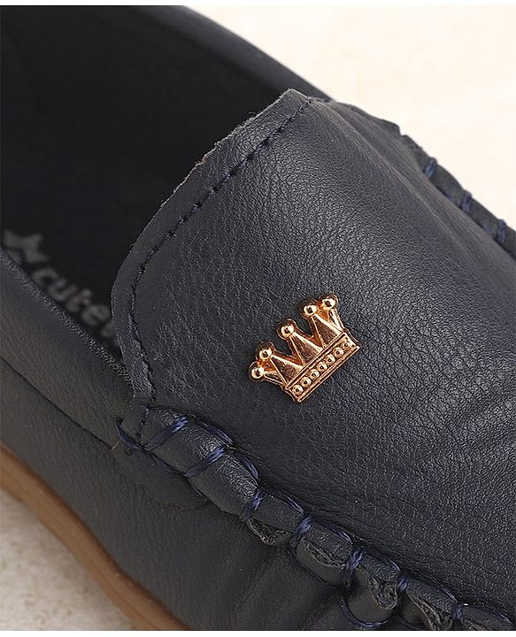 Cute Walk by Babyhug Slip On  Loafer Shoes Crown Applique - Blue