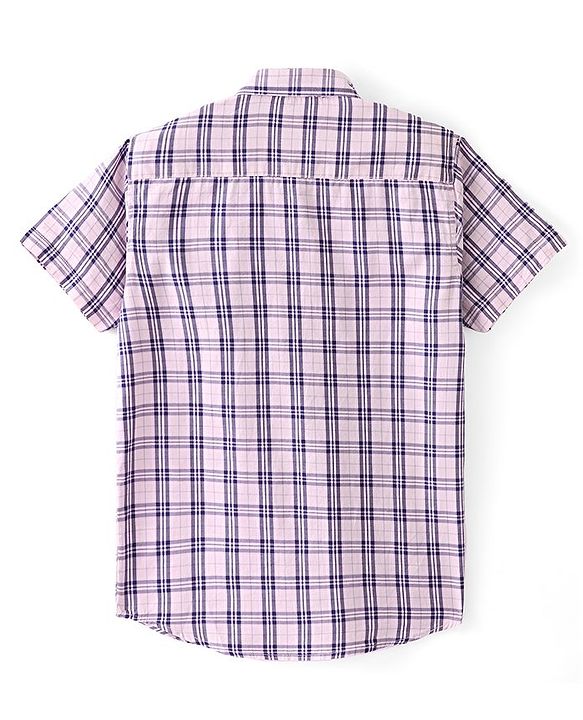 Pine Kids Cotton Woven Half Sleeves Twofer Checked Shirt With Beach Theme T-Shirt - Multicolour