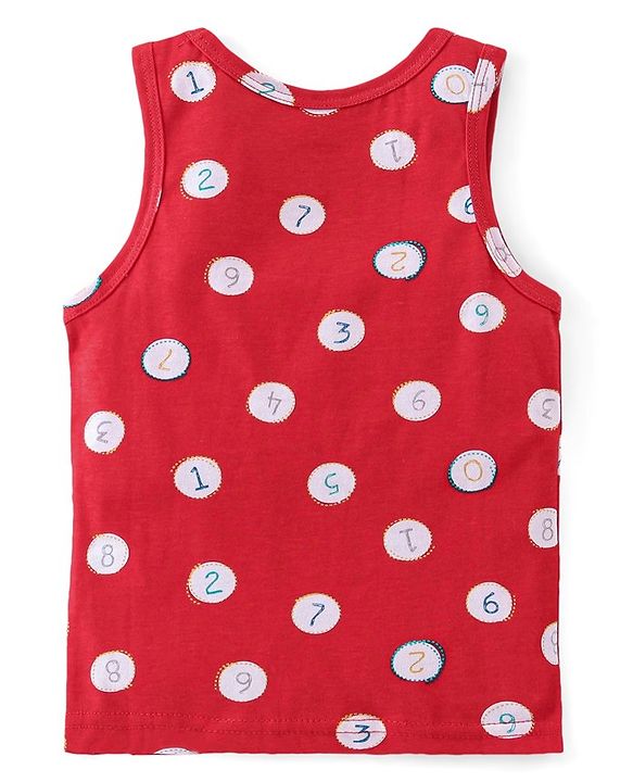 Babyhug 100% Cotton Sando Number Print Pack Of 3 - Red & Blue