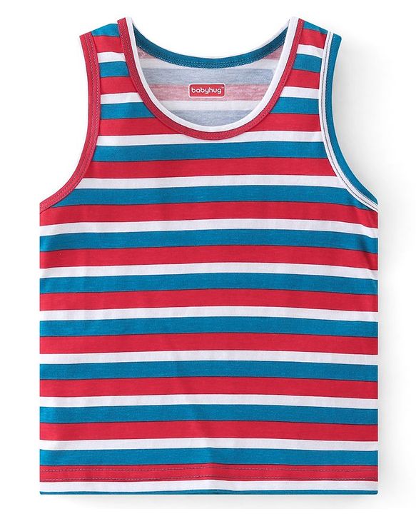 Babyhug 100% Cotton Sando Number Print Pack Of 3 - Red & Blue