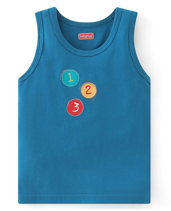 Babyhug 100% Cotton Sando Number Print Pack Of 3 - Red & Blue
