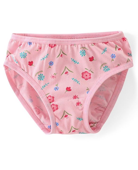 Babyhug 100% Cotton Knit Panties Floral Print Pack of 3 - Multicolour