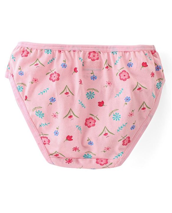 Babyhug 100% Cotton Knit Panties Floral Print Pack of 3 - Multicolour