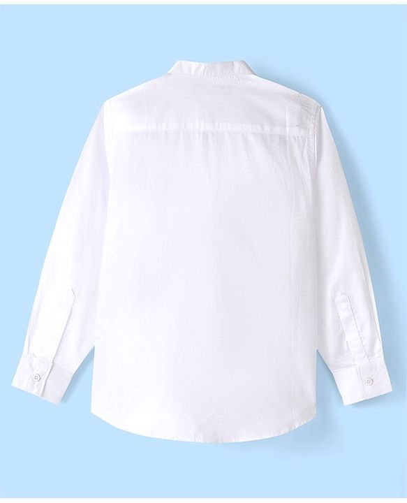Pine Kids Full Sleeves Party Shirt Solid Colour - White