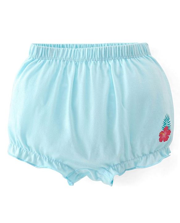 Babyhug 100% Cotton Knit Bloomers Striped & Floral Print  Pack of 3- Blue & Pink