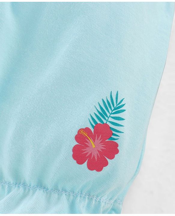 Babyhug 100% Cotton Knit Bloomers Striped & Floral Print  Pack of 3- Blue & Pink