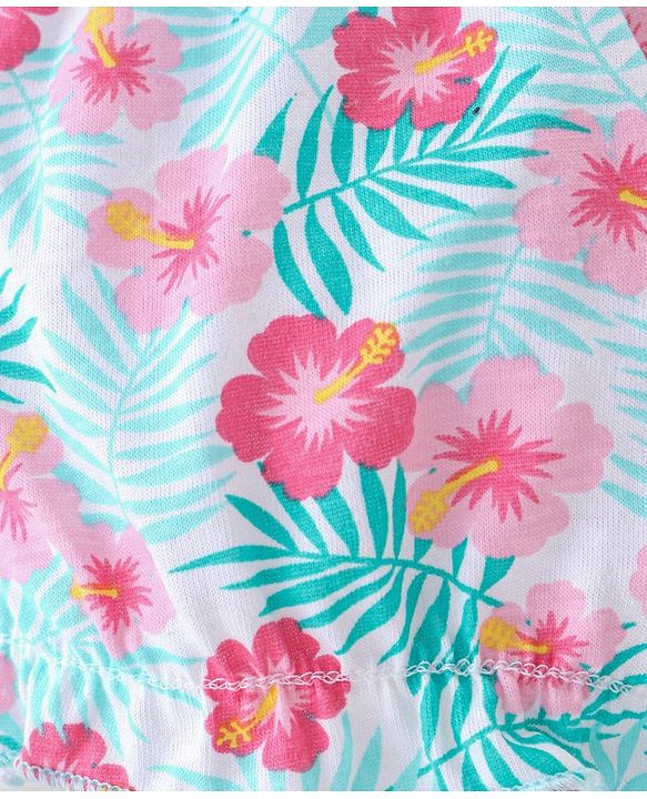 Babyhug 100% Cotton Knit Bloomers Striped & Floral Print  Pack of 3- Blue & Pink