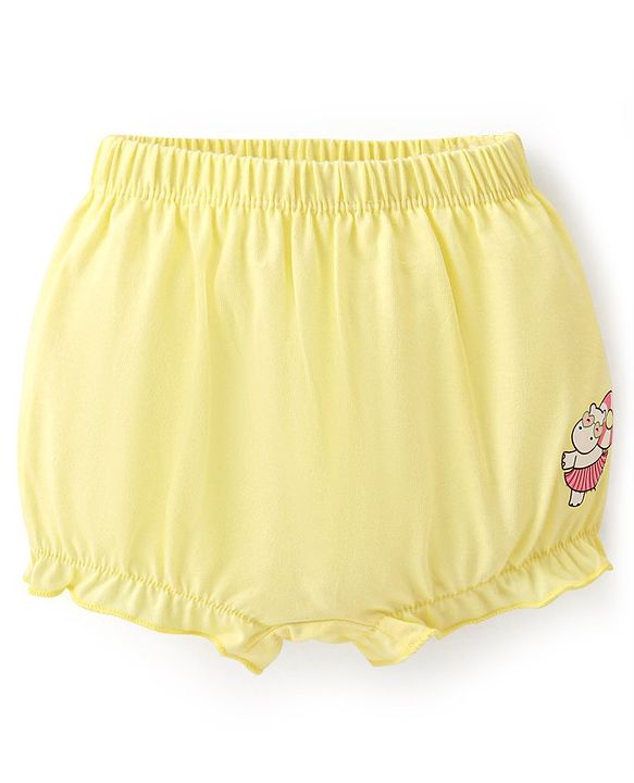 Babyhug 100% Cotton Knit Bloomers Solid Polka Dot & Animal Print Pack of 3- Pink Blue & Yellow