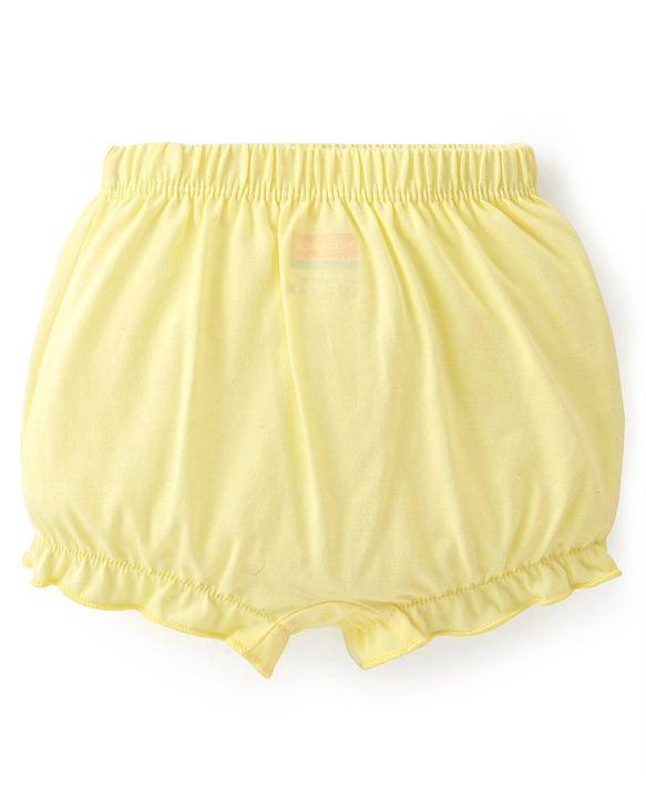 Babyhug 100% Cotton Knit Bloomers Solid Polka Dot & Animal Print Pack of 3- Pink Blue & Yellow