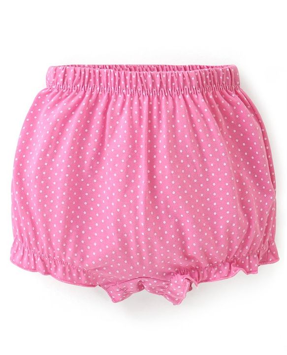 Babyhug 100% Cotton Knit Bloomers Solid Polka Dot & Animal Print Pack of 3- Pink Blue & Yellow