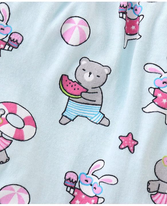 Babyhug 100% Cotton Knit Bloomers Solid Polka Dot & Animal Print Pack of 3- Pink Blue & Yellow