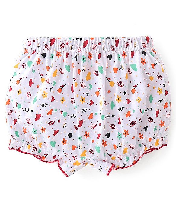 Babyhug 100% Cotton Bloomer Heart Print Pack of 3 - Multicolour