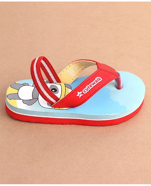 Cute Walk by Babyhug  Flip Flops with Back Strap Closure Beach Theme Print - Red & Blue