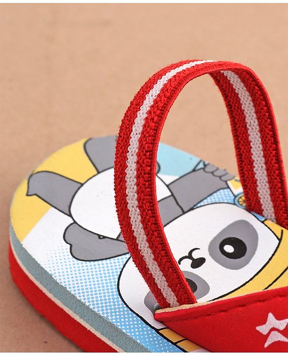 Cute Walk by Babyhug  Flip Flops with Back Strap Closure Beach Theme Print - Red & Blue