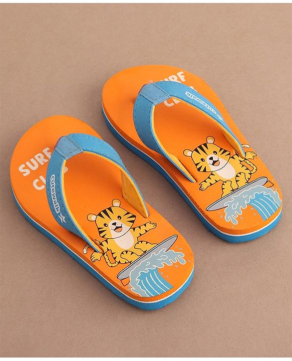 Cute Walk by Babyhug Slip On Flip Flops Tiger Print - Orange