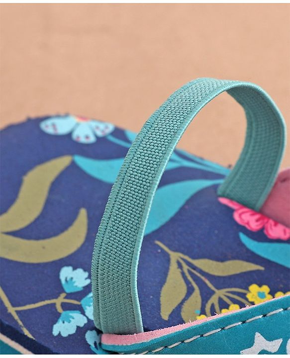 Cute Walk by Babyhug Back Strap Slip On Flip Flops with Floral Design - Blue