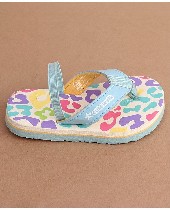 Cute Walk by Babyhug Back Strap Slip On Flip Flops with Abstract Design- Light Blue