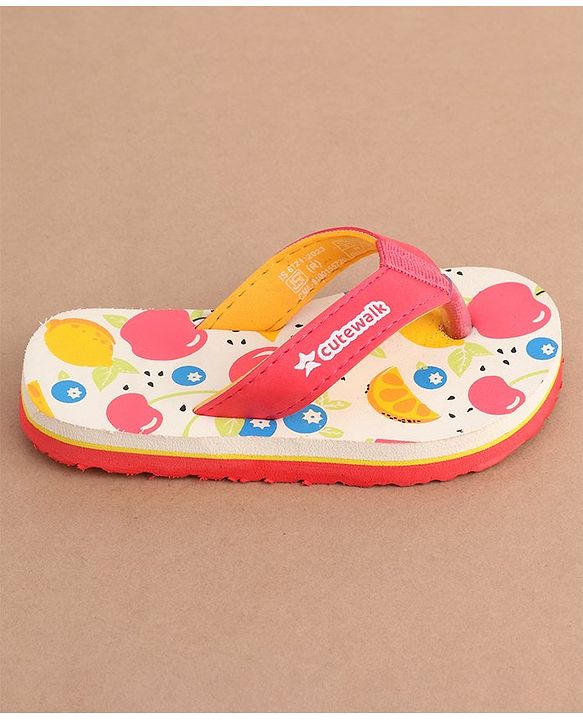 Cute Walk by Babyhug Slip On  Flip Flops with Fruit Design- Red
