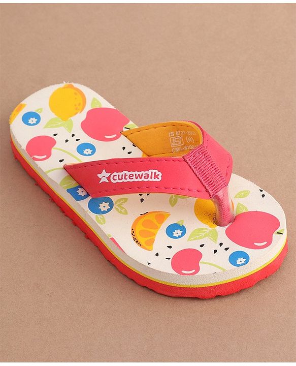 Cute Walk by Babyhug Slip On  Flip Flops with Fruit Design- Red