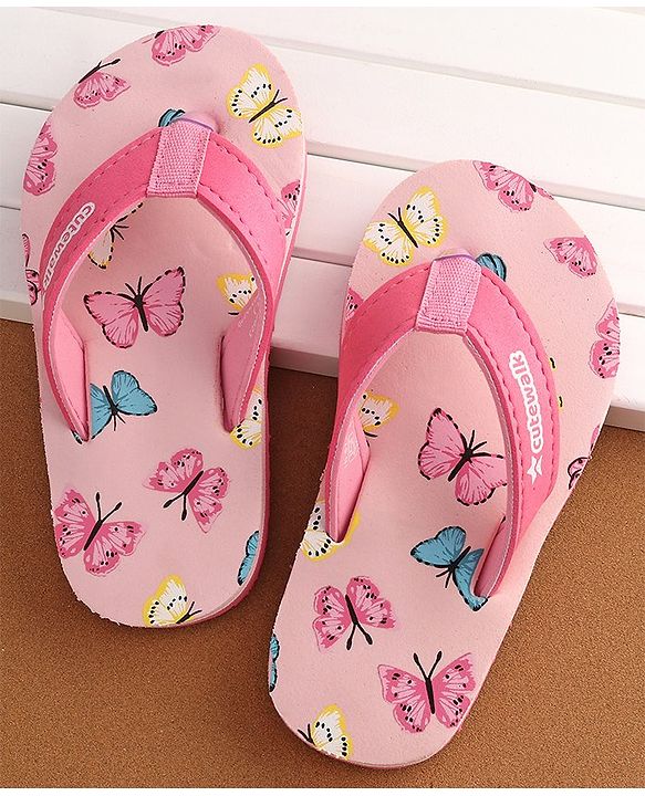 Cute Walk by Babyhug Slip On Flip Flops Butterfly Print - Pink