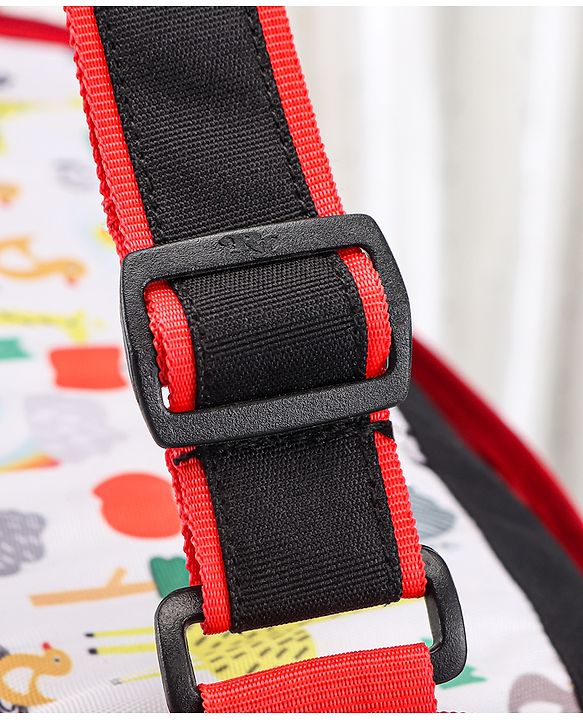 Babyhug Mother Bag with Accessories Combo With Animal Print Set of 5 - Black & Red